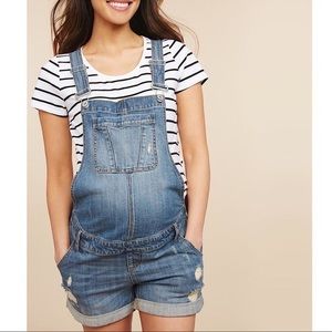 Indigo blue short overalls